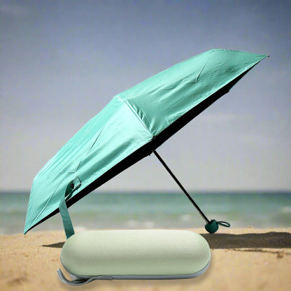 9534 5 Fold Manual Open Umbrella With Capsule Case | Windproof, Sunproof & Rainproof with Sturdy Steel Shaft & Wrist Straps | Easy to Hold & Carry | Umbrella for Women, Men & Kids 