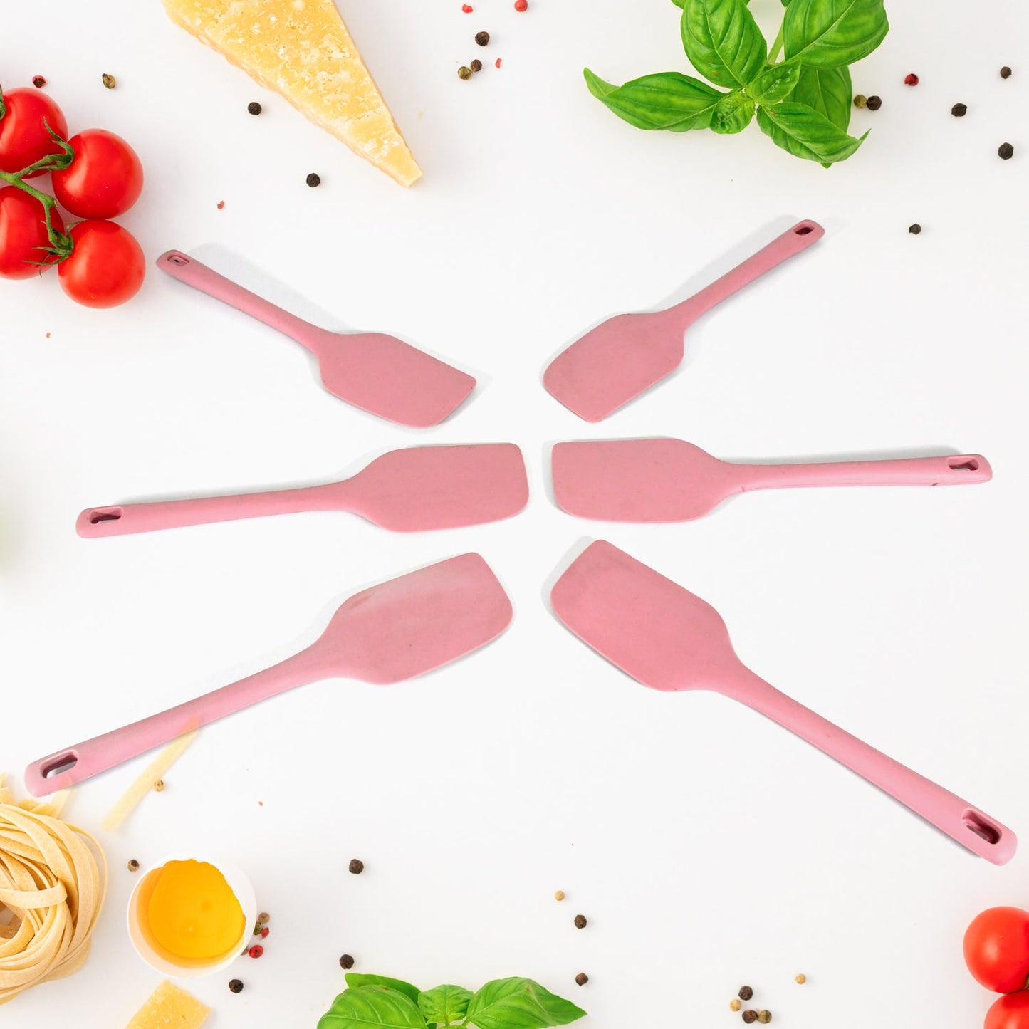 Multipurpose Silicone Spoon, Silicone Basting Spoon Non-Stick Kitchen Utensils Household Gadgets Heat-Resistant Non Stick Spoons Kitchen Cookware Items For Cooking and Baking (6 Pcs Set)