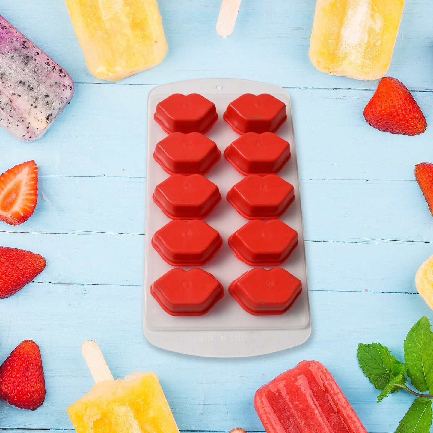 Silicone Mold Ice Cube Tray Creative Sweet Multi Type Ice Tray Buckets, Ice Cube Trays Multi Fruit Shape Ice Tray (1 Pc)