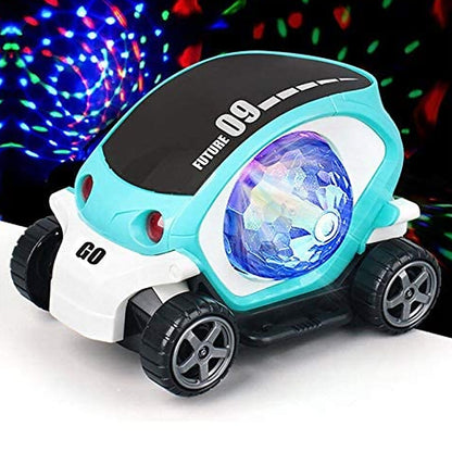 17922 Plastic 360 Degree Rotating Stunt Car Toy for Kids - Bump and Go Action with 4D Lights and Music, Plastic Mini Car with Disco Ball (1 Pc / Battery Not Included)