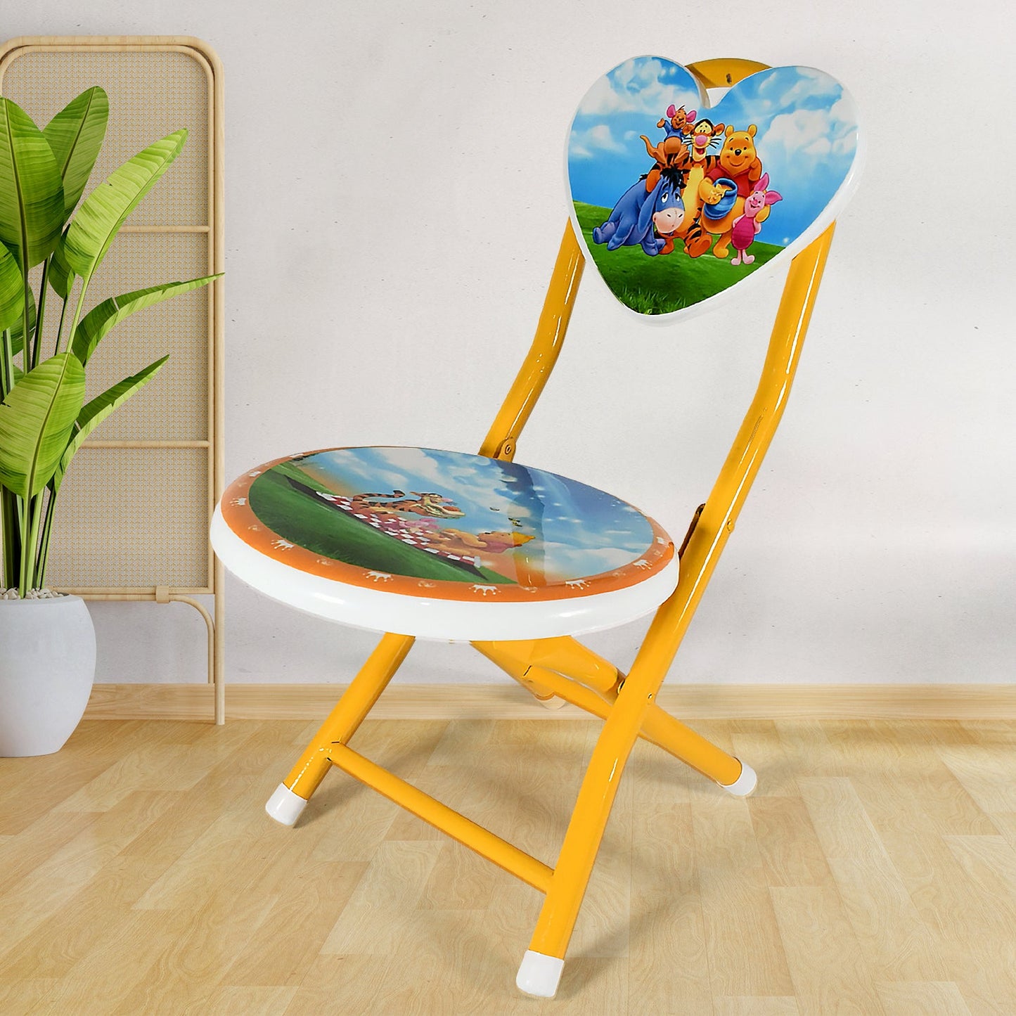 17761 Heart Shape Kids Chair Cartoon Printed Foldable Kids / Children Folding Chair for Playrooms, Schools, Daycares, and Home. Metal and Fibre Body Picnic Beach Camping Chair (1 Pc)