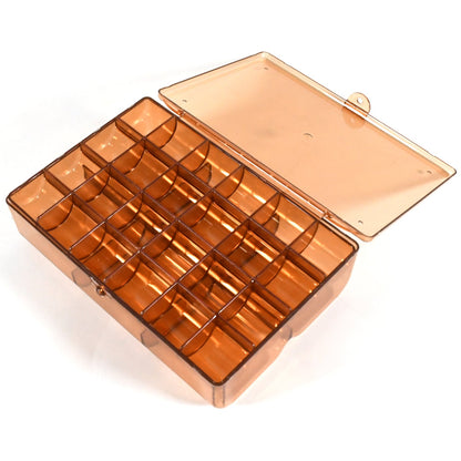 12829 2 layer Acrylic Jewelry Storage Box Dustproof Earring Box, Storage Box Portable Nail Art Storage Case, 24-Grid Small and 6-Grid Big case Makeup Vanity Box (1 Pc / 30 Compartment)