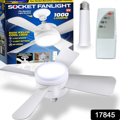 17845 Socket Fan Light Original - Cool Light LED – Ceiling Fans with Lights and Remote Control, Replacement for Lightbulb - Bedroom, Kitchen, Living Room,1000 Lumens / 5000 Kelvins Cool LEDs (Remote Battery Not Included)