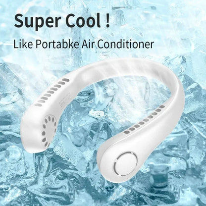 0876 Neck Fan, Portable and Wearable Personal Fan, USB Rechargeable, Headphone Design, Neckband Fan with 3 Speeds, suitable for outdoor family sports travel