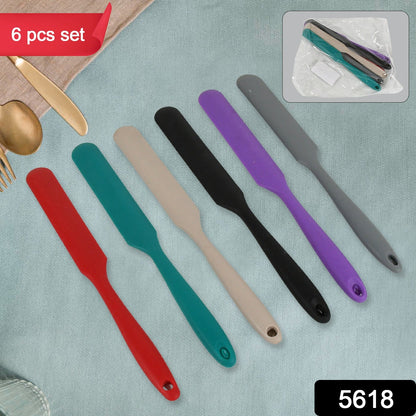 5618 Dough Scraper Silicone Cake Spatula Non-Stick Butter Scraper Cake Mixer Ice Cream Scraper Kitchen Pastry Baking Supplies Spatula Silicone (6 Pcs Set / 25 CM)