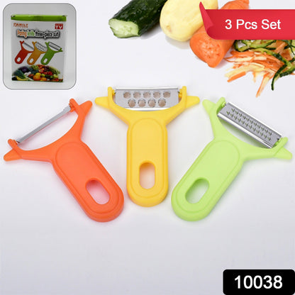 10038 Peeler Slicers Shredders for Fruits and Vegetables, Cutter, Grater Kitchen Helper, Potato Fruits Peeler, Stainless Steel Sharp Blade with Non-Slip Handle (3 Pcs Set)