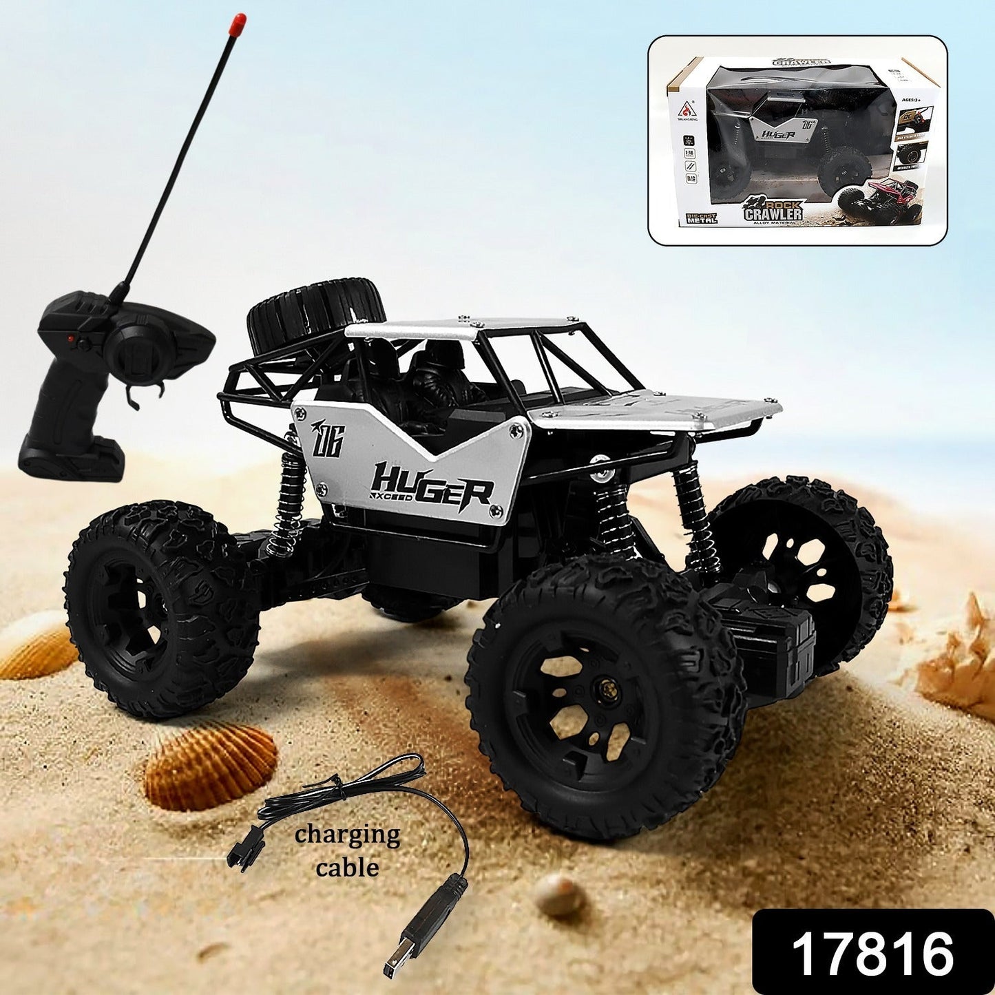 17816   1:18 Scale Rock Crawler Monster RC Truck All Terrain Stunt Racing Car Rechargeable Indoor Outdoor Toy Car