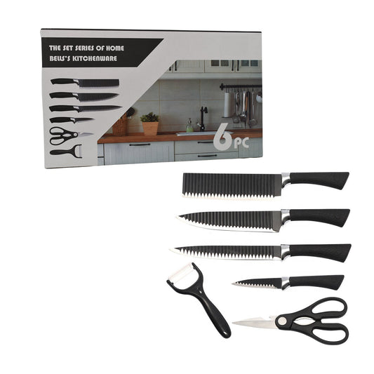 2285 Stainless Steel Knife Set With Chef Peeler And Scissor (6 Pieces) DeoDap