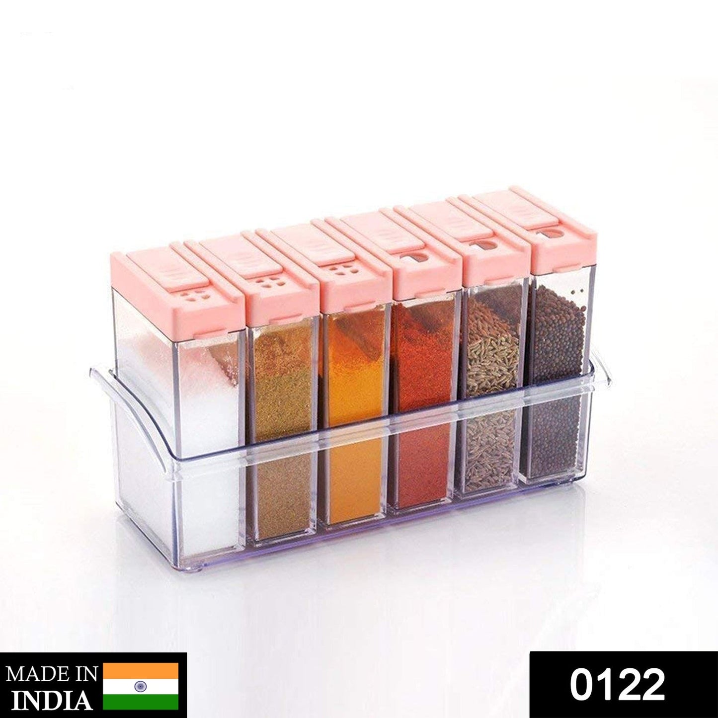 122 Plastic Spice Jars (6 pcs, 14x22x8cm, Multicolour) DeoDap