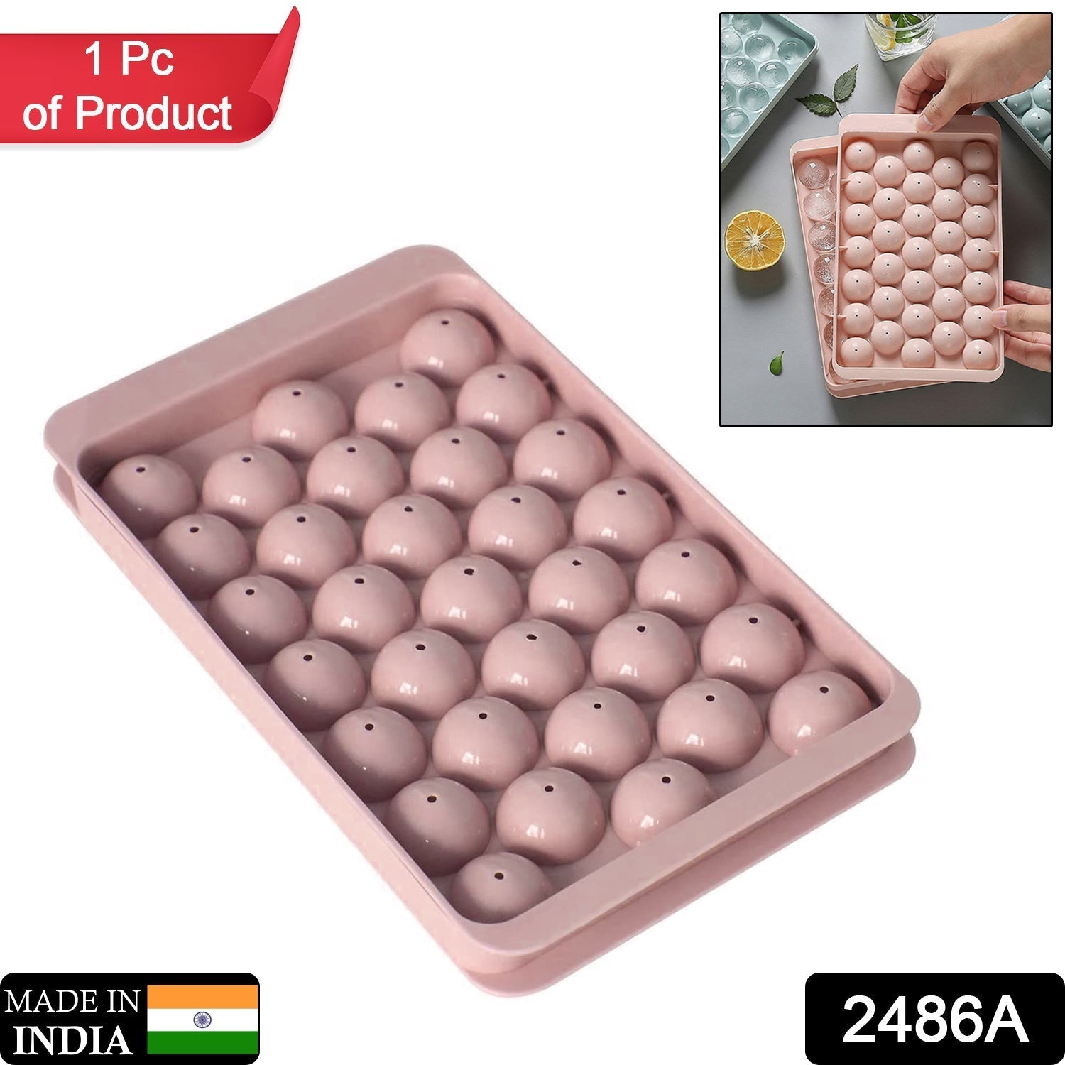 2486A Plastic Round BPA Free Reusable Ice Cube Ice Ball Mold/Lollipop Candy Maker DeoDap