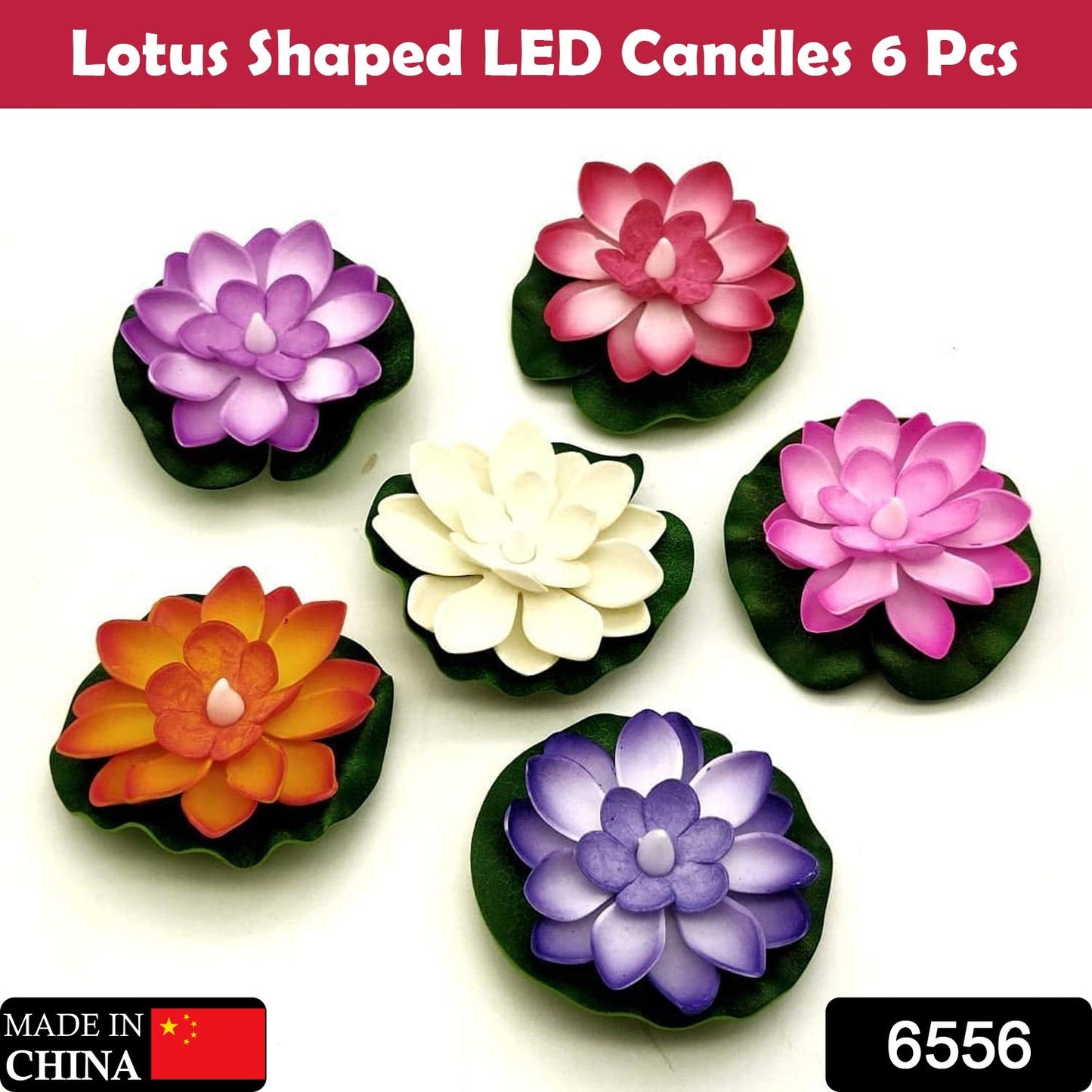 6556 Water Floating Smokeless Candles & Lotus Flowers Sensor Led TeaLight for Outdoor and Indoor Decoration - Pack of 6 Candle Candle (Pack of 6)