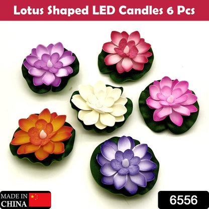 6556 Water Floating Smokeless Candles & Lotus Flowers Sensor Led TeaLight for Outdoor and Indoor Decoration - Pack of 6 Candle Candle (Pack of 6)