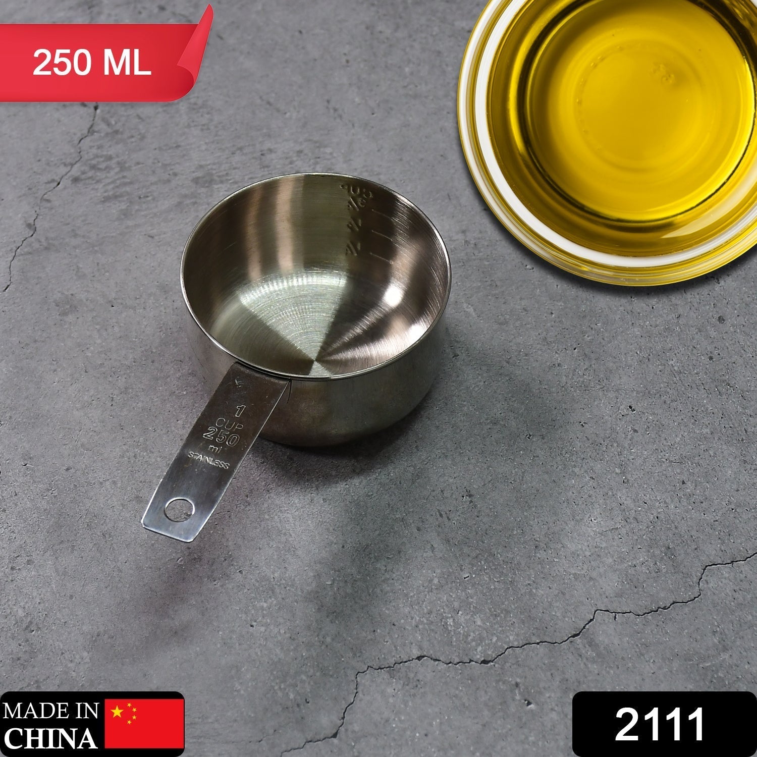 2111 Oil Measuring Cup Stainless Steel. Measuring Cup with Handles. 1Pc 250Ml DeoDap