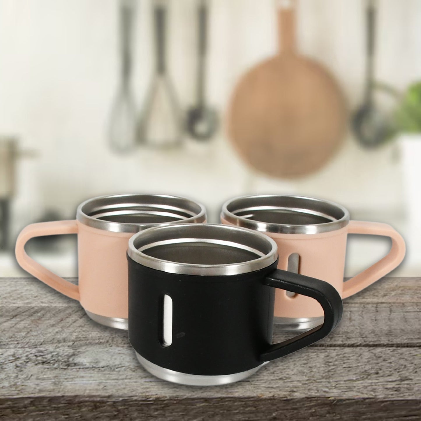 Stainless Steel Vacuum Coffee / Tea Cup, Tea Mug Hot Insulated Double Wall Stainless Steel, Coffee, and Milk Cup with Handle Easy To Carry: Coffee Cup (1 Pc / 3 pc / 6 pc)