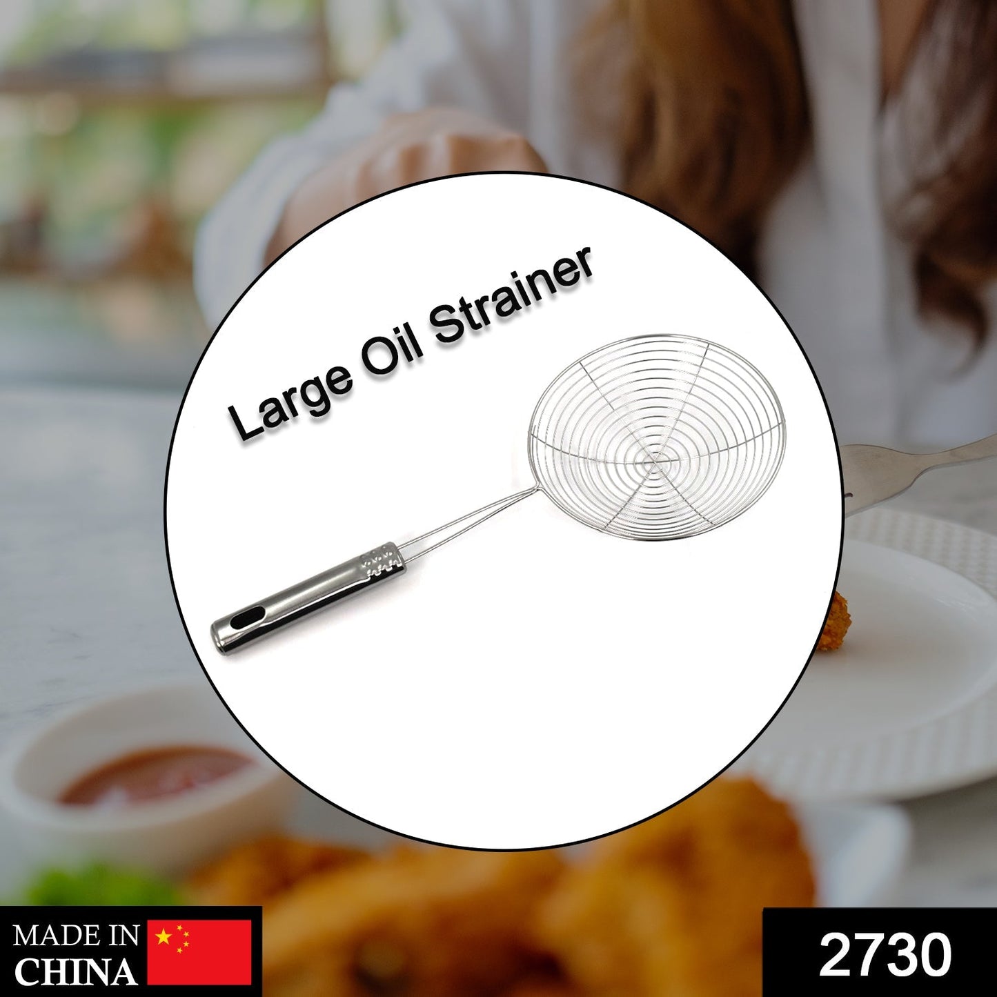 2730 Large Oil Strainer To Get Perfect Fried Food Stuffs Easily Without Any Problem And Damage. DeoDap