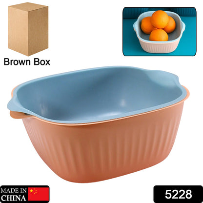 5228 Kitchen Bowl Plastic Washing Bowl and Strainer Drainer Basket For Home & Kitchen Use DeoDap