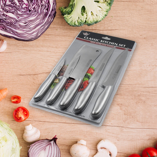 5973 Big Size Professional Sharp Durable Quality Pack of 5 Kitchen Knives Set Basic Kitchen Tools-Stainless Steel Kitchen Gadgets (5 Pc Set)