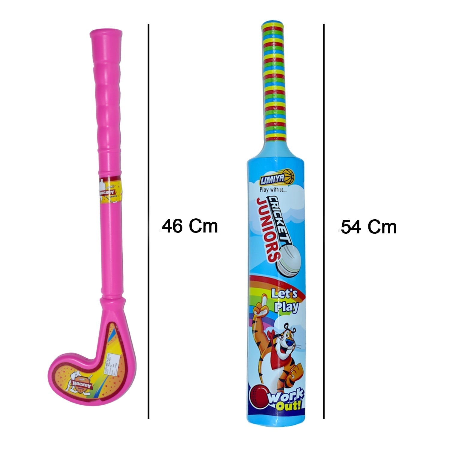 8023 Combo of Light Weight Plastic Bat, Ball & Hockey for Kids DeoDap