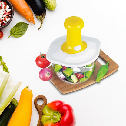 2464 Hand Press Fruits and Vegetable 2 in 1 Push Chopper for Kitchen, 3 Sharp Stainless Steel Blades (1600Ml) DeoDap