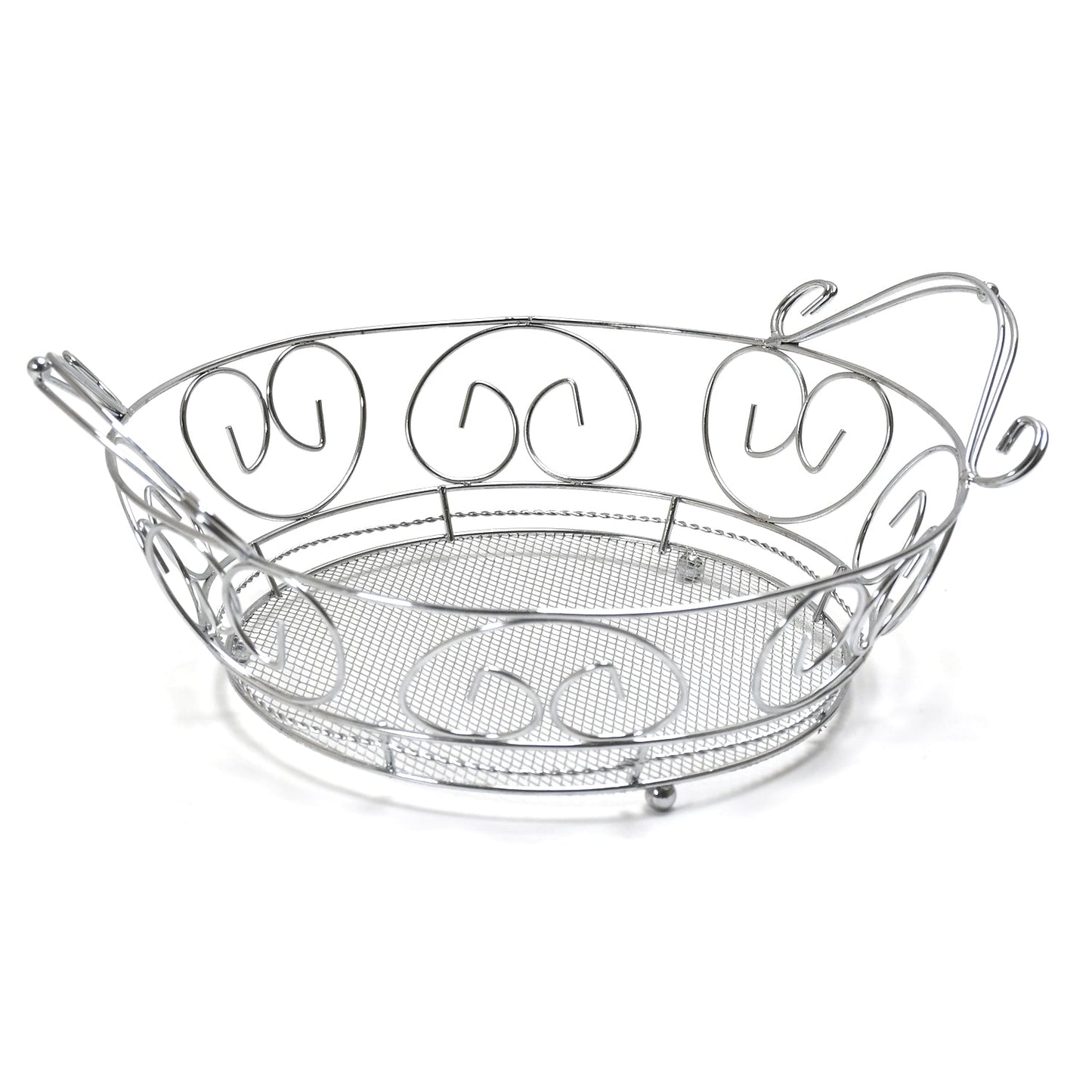 5267 Multipurpose  round shape Stainless Steel Modern Folding Fruit and Vegetable Basket (Silver, 8 Shapes) DeoDap