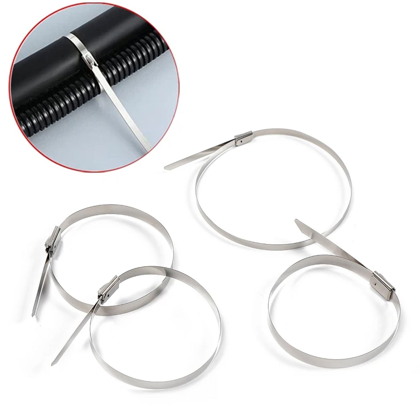 9074 Stainless Steel Cable TIE Used for Solar, Industrial and Home Improvement Multipurpose HIGH Strength, Self-Locking Zip Ties, Multi-purpose Tie, Portable Rustproof 100Pcs Wide Application Zip Tie Set for Building ( 4.6x 200MM / 100 pcs Set)