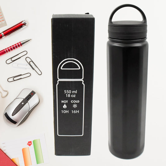 12526 Vacuum Stainless Steel Water Bottle With Carry Handle, Fridge Water Bottle, Leak Proof, Rust Proof, Cold & Hot | Leak Proof | Office Bottle | Gym | Home | Kitchen | Hiking | Trekking | Travel Bottle (550 ML )