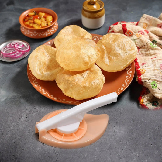 5763 Plastic Puri Maker Press Machine With Handle Manual Thepla, Paratha, Chapati, khakhra, Momos, Nan, Roti Maker, Unbreakable Puri Press Machine, Chapati Maker Dough Press With Brown Box (1 Pc  )