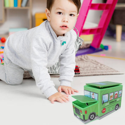 4300 Foldable Bus Shape Toy Box Storage with Lid for Storage of Toys Basket Useful as Toy Organizer mountable Racks Surface Multipurpose Basket for Kids Wardrobe Cabinet Wood with Cloth Cover For Home Decor Books, Game, Baby Cloth (Mix Color)