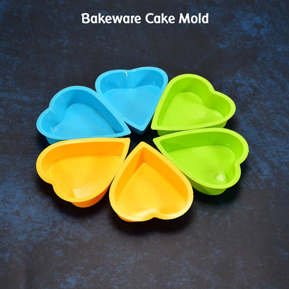 2723 Heart-shaped Mold Silicone Mold Cake Mold Cake Tools Baking Tools Bakeware Cake Tool (pack of 6) DeoDap