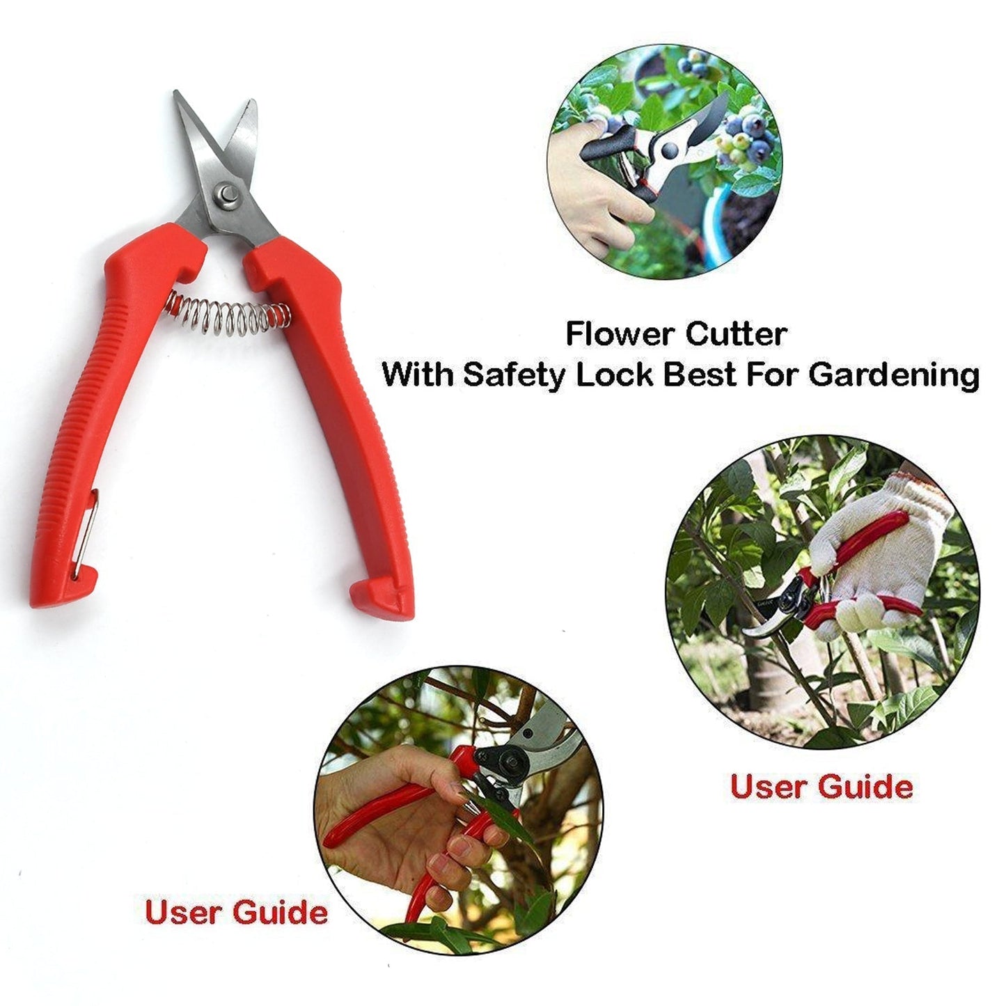 9135 Heavy Duty Stainless Steel Cutter, Non‑slip Trimming Scissors Durable Not Easy To Wear for Gardening Pruning Of Fruit Trees Flowers and Plants