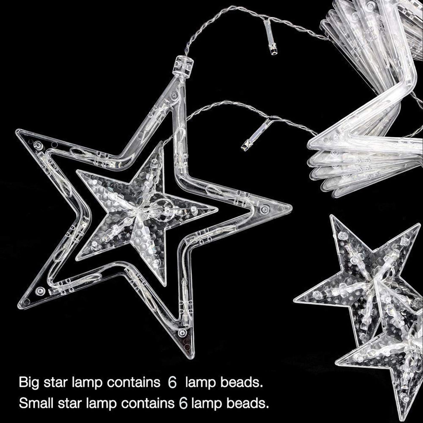 1278 12 STARS CURTAIN STRING LIGHTS, WINDOW CURTAIN LIGHTS WITH 8 FLASHING MODES DECORATION FOR FESTIVALS