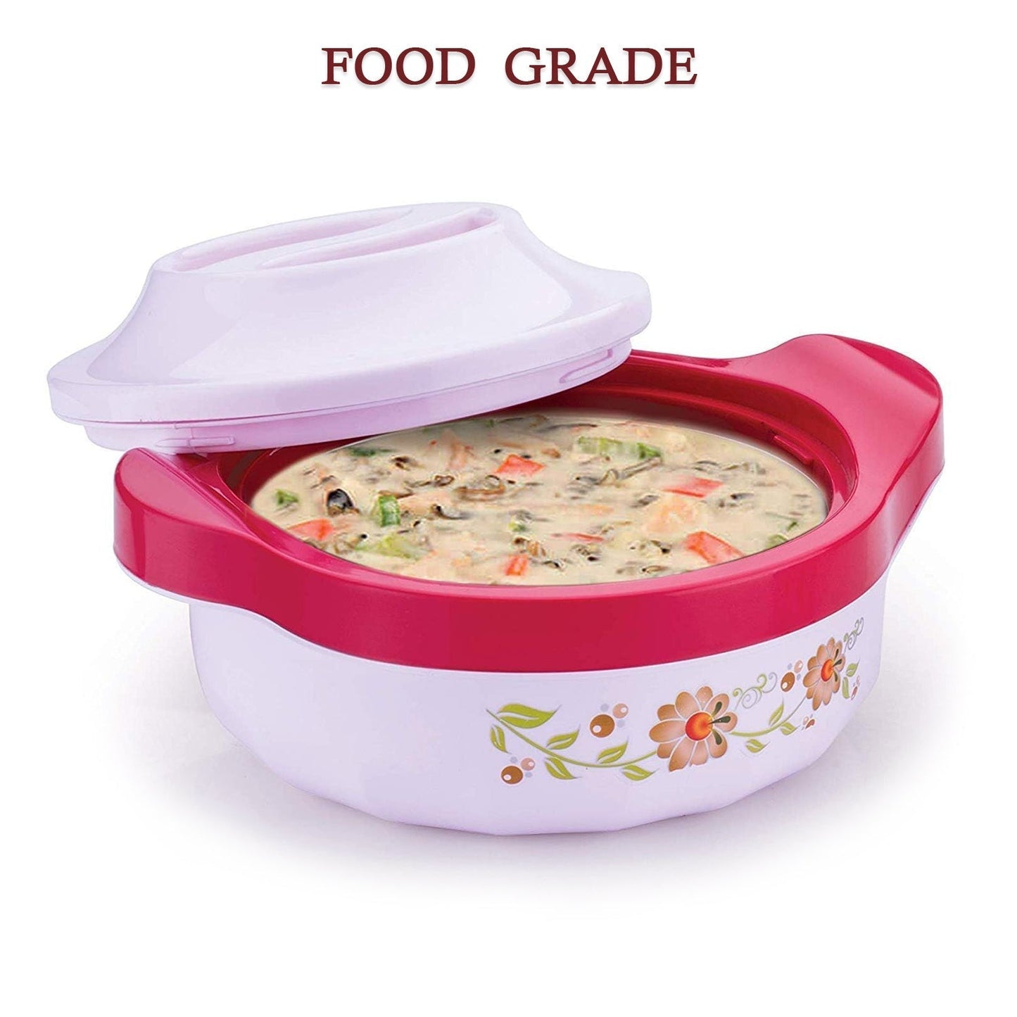 5230 Casserole Set of 3 Premium Casserole Big Size Microwave Safe 3 Pcs Set Floral Print Serve Casserole Set- 800ML,1500 ML and 2500ML DeoDap