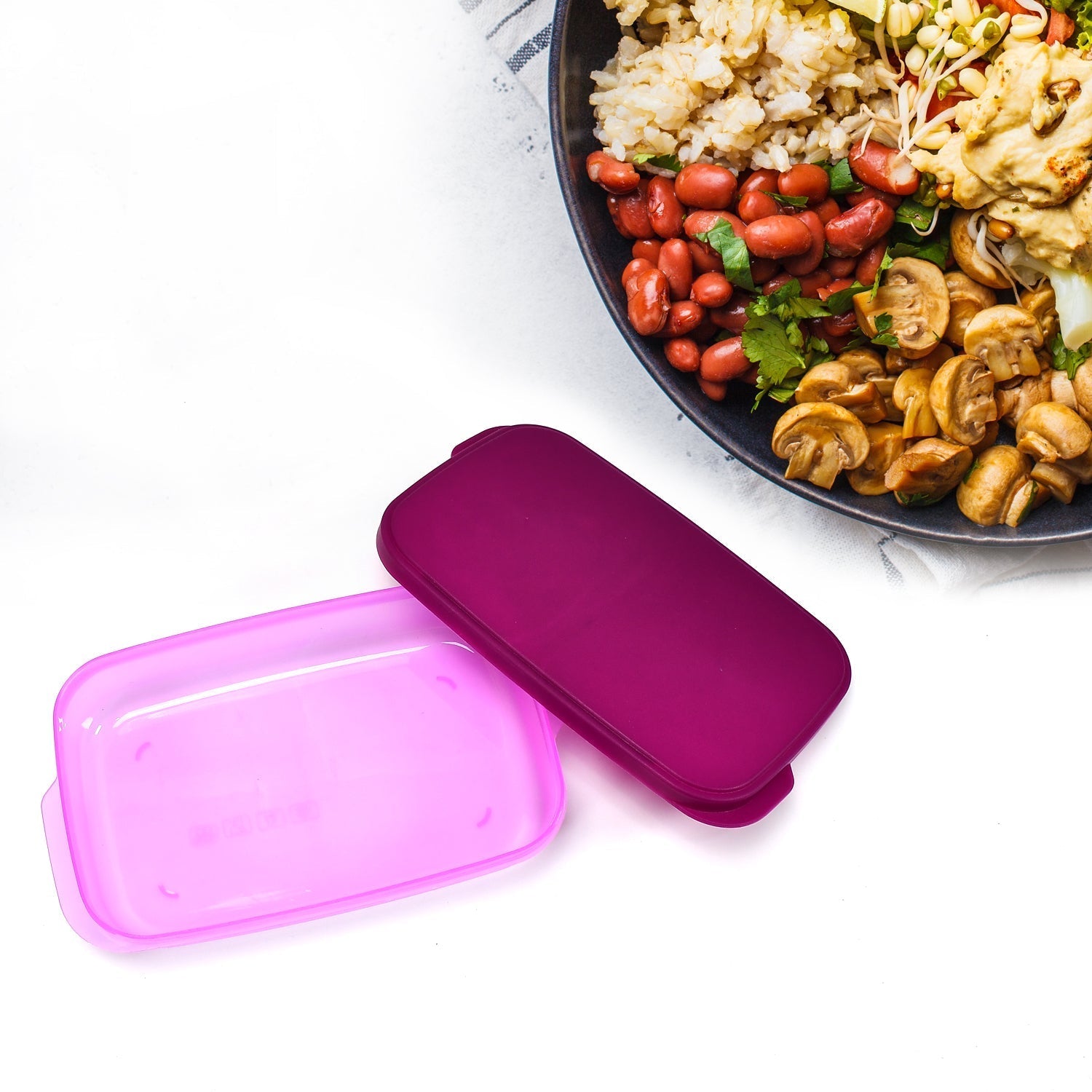 2453 Unbreakable Divine Leak Proof Plastic Lunch Box Food Grade Plastic BPA-Free 2 Containers with Spoon DeoDap