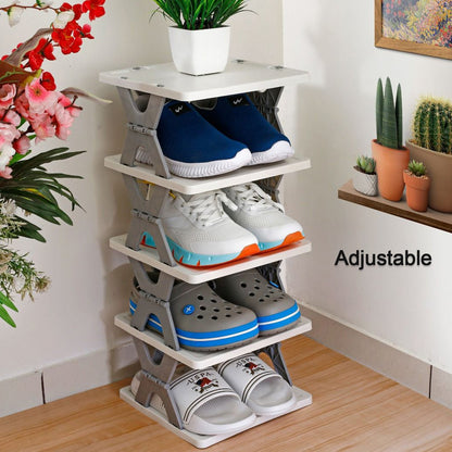 9097 Smart Shoe Rack with 6 Layer Shoes Stand Multifunctional Entryway Foldable & Collapsible Door Shoe Rack Free Standing Heavy Duty Plastic Shoe Shelf Storage Organizer Narrow Footwear Home