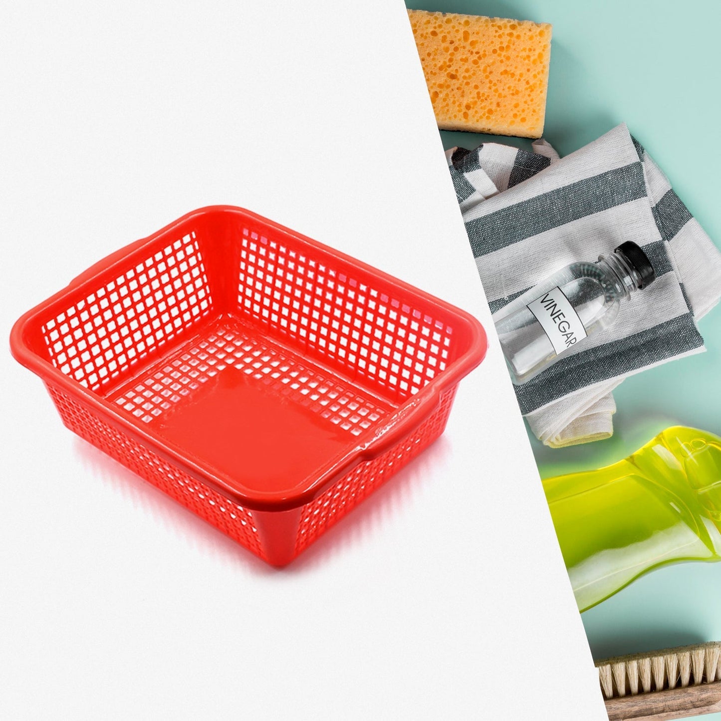 5953 Multipurpose Drain Basket Shelves Fruit and Vegetable Washing Basket Rectangular Plastic Kitchen Sink Water Filter Basket (1Pc)