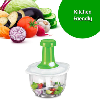 2464 Hand Press Fruits and Vegetable 2 in 1 Push Chopper for Kitchen, 3 Sharp Stainless Steel Blades (1600Ml) DeoDap