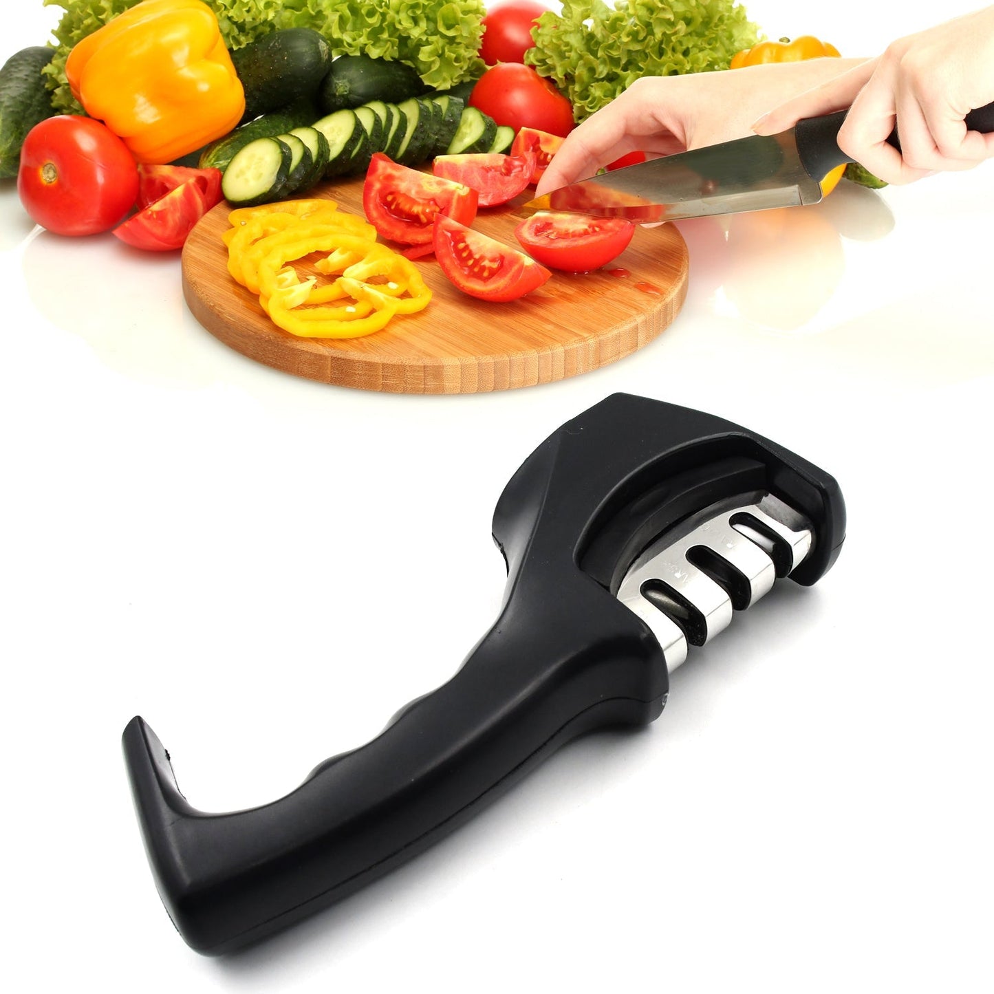 2306 Manual Knife Sharpener 3 Stage Sharpening Tool for Ceramic Knife and Steel Knives