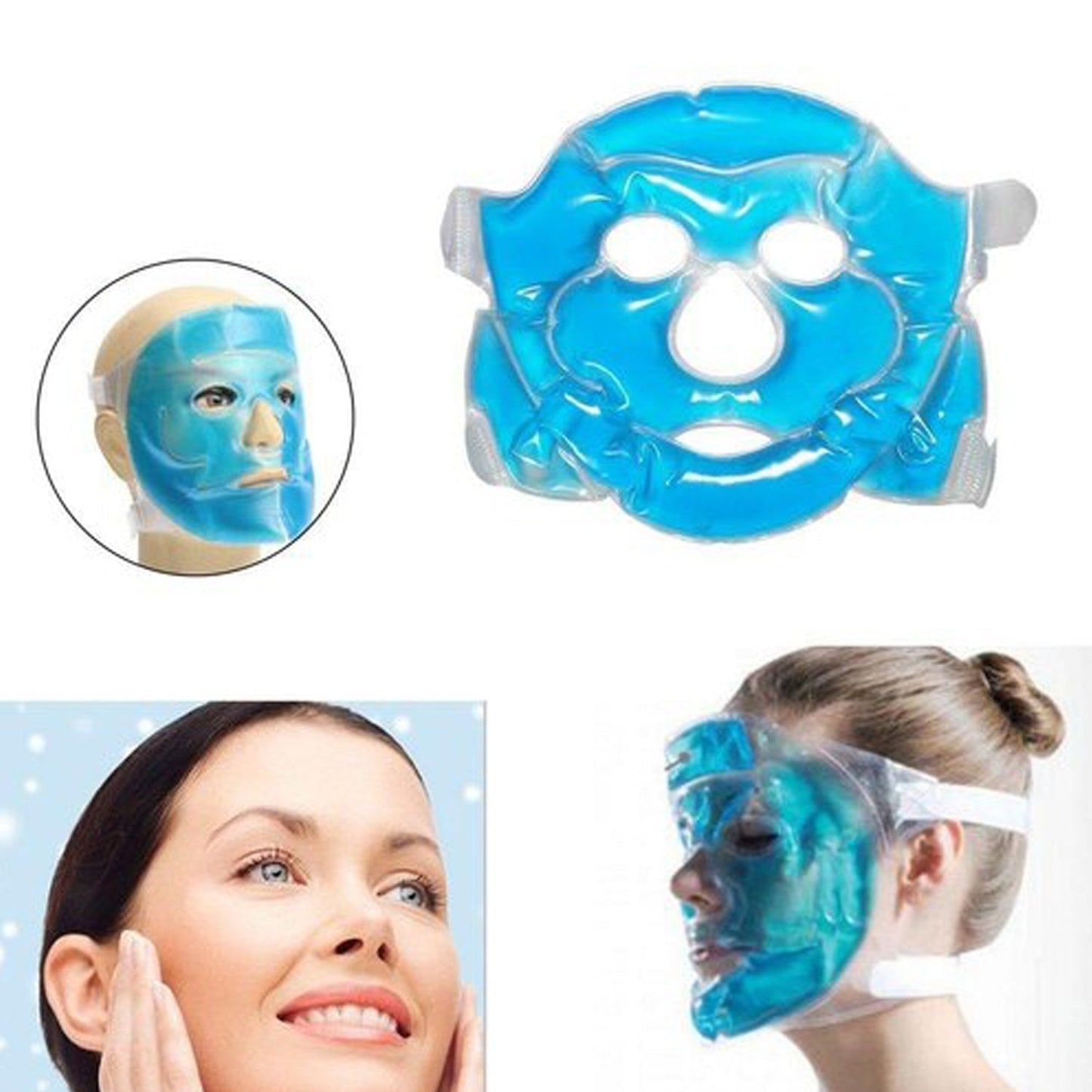 0380 Cooling Gel Face Mask with Strap-on Velcro, Medium DeoDap