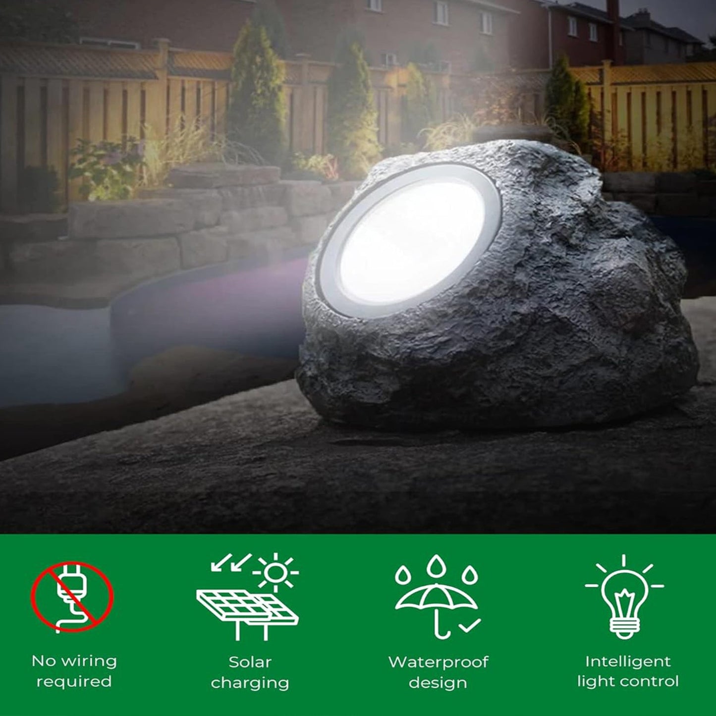 7577 Solar Powered LED Rock Light Solar Powered LED Spotlight Faux Stone for Pathway Landscape Garden Outdoor Patio Yard (1 Pc)