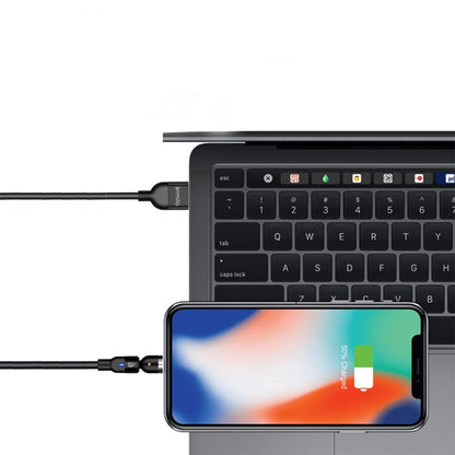 0301 3 in 1 Magnetic USB Charging Cable | USB-c Android and Lightning with Extra Protecting Nylon| Strong Magnetic Cable with Full Rotation Support Fast Charging