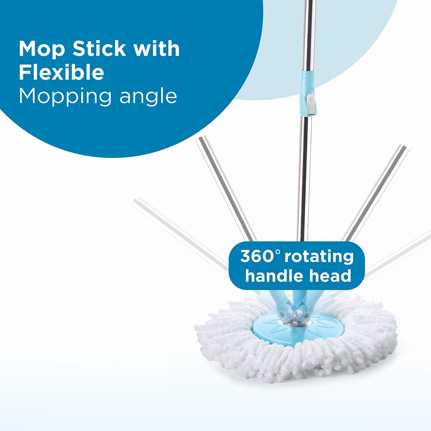 8714 RAPID STEEL SPINNER BUCKET MOP 360 DEGREE SELF SPIN WRINGING WITH 2 ABSORBERS FOR HOME AND OFFICE FLOOR CLEANING MOPS SET DeoDap