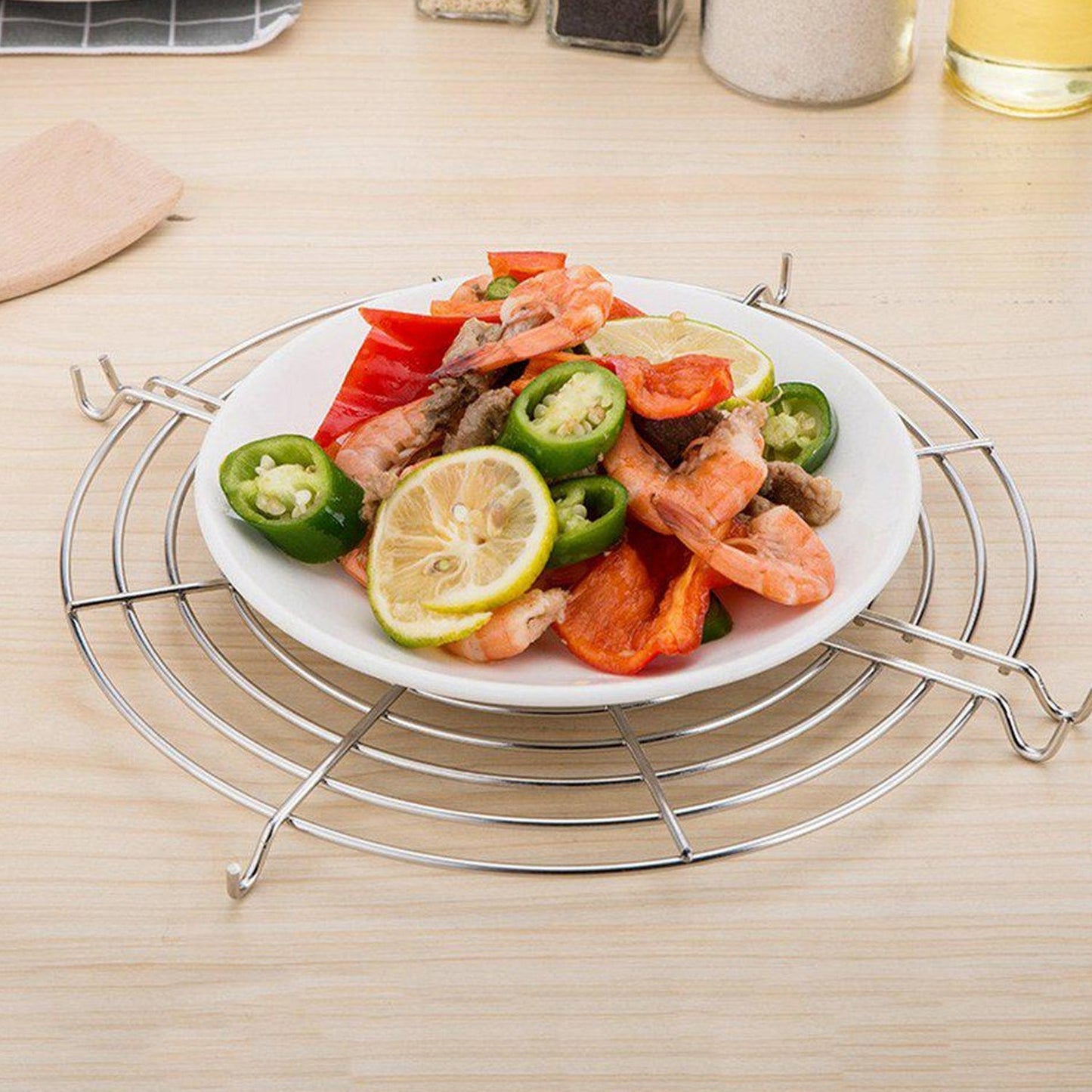 2479 Hot Pot Stand Stainless Steel Heat Resistant Round Table Ring DeoDap