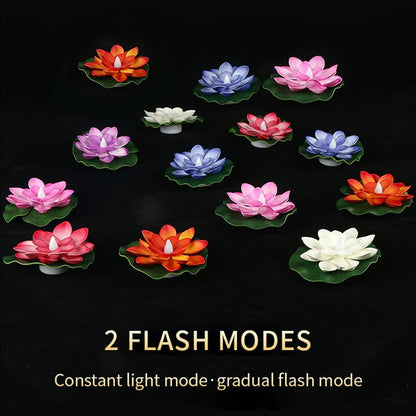 6556 Water Floating Smokeless Candles & Lotus Flowers Sensor Led TeaLight for Outdoor and Indoor Decoration - Pack of 6 Candle Candle (Pack of 6)