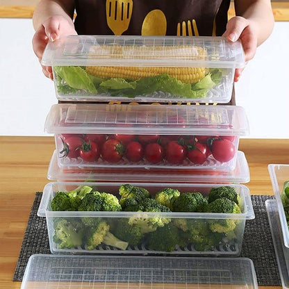 5792 FOOD STORAGE CONTAINER WITH REMOVABLE DRAIN PLATE AND LID 1500 ML Vegetables & Fruits Freezer Storage Container for Kitchen (PACK OF 6PC 1500ML)