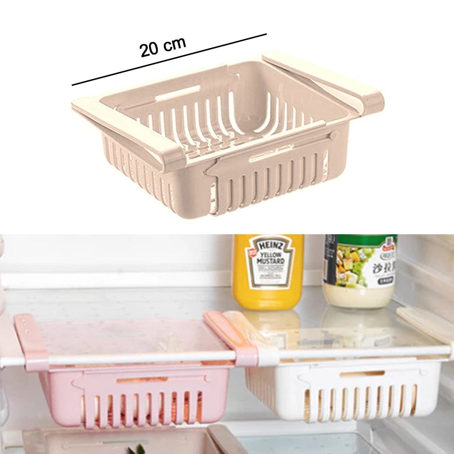 113 Adjustable Fridge Storage Basket, Fridge Racks Tray Sliding Storage Racks DeoDap