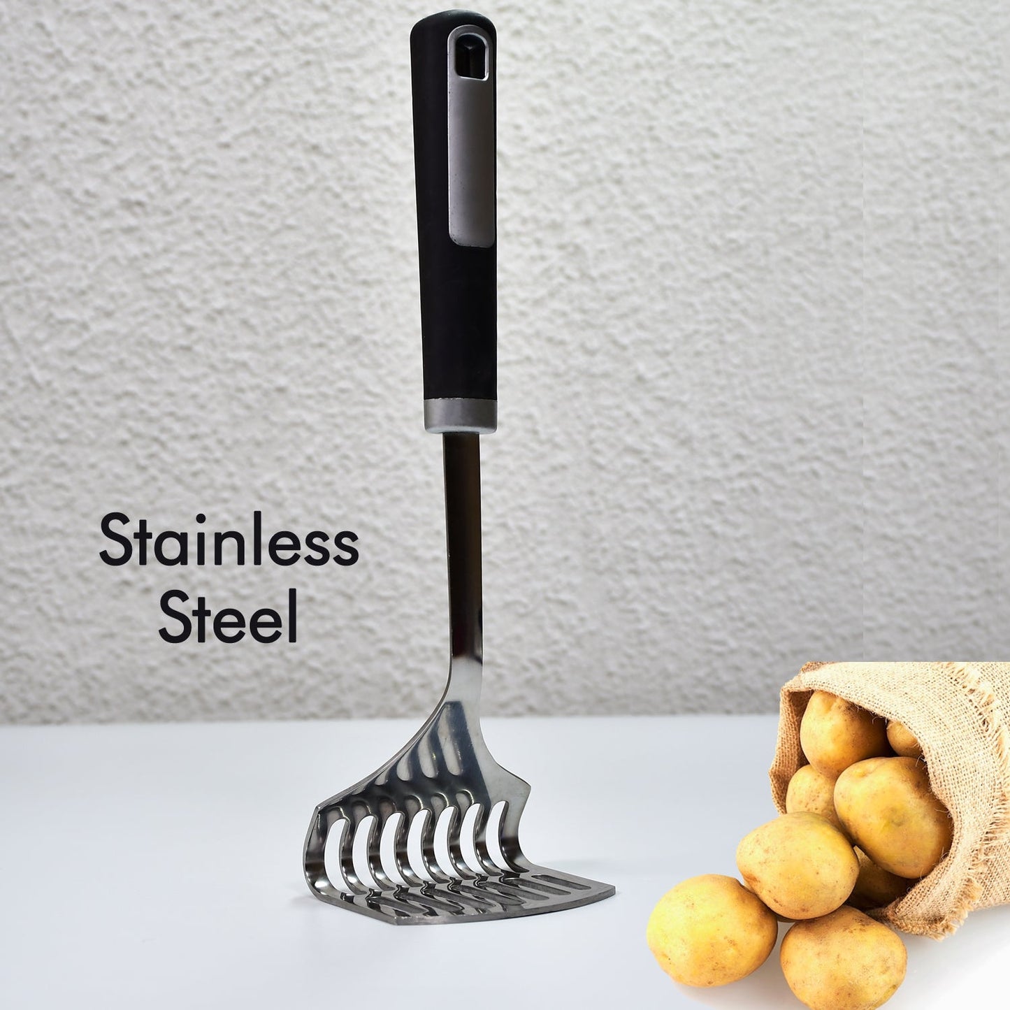 2040 STEEL POTATO MASHER NYLON BLACK HANDLE DeoDap