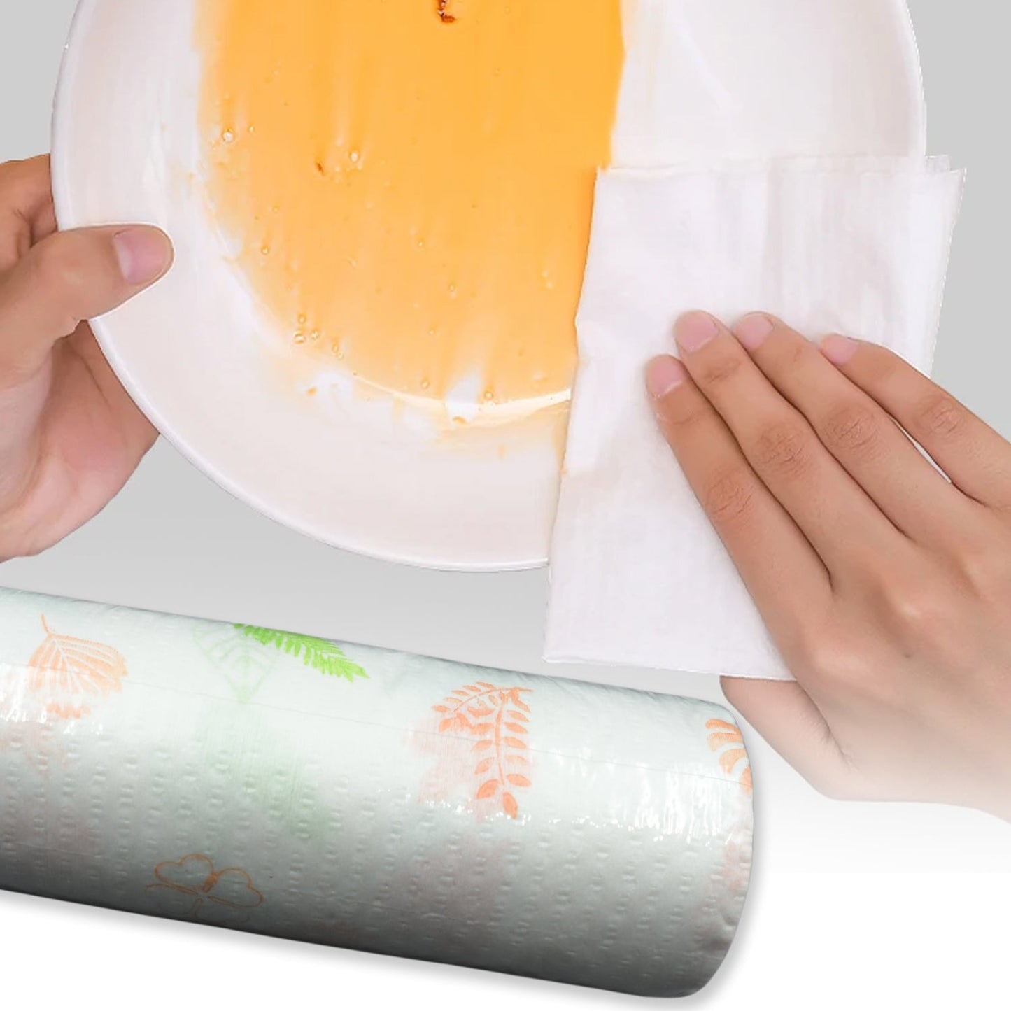 9429 Non Woven Reusable and Washable Kitchen Printed Tissue Roll Non-stick Oil Absorbing Paper Roll Kitchen Special Paper Towel Wipe Paper Dish Cloth Cleaning Cloth 40 sheets / Pulls