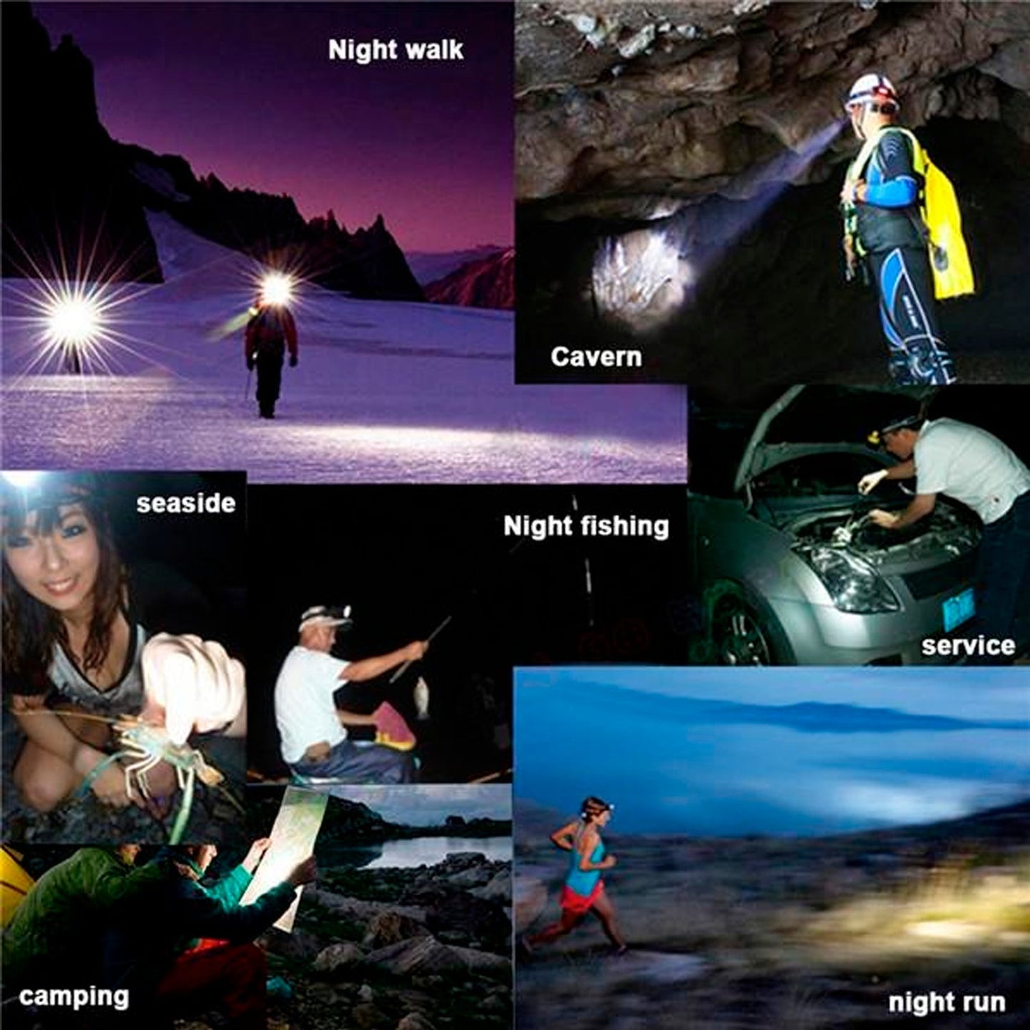 7520 Head Lamp 9 Led Long Range Rechargeable Headlamp Adjustment Lamp Use For Farmers, Fishing, Camping, Hiking, Trekking, Cycling DeoDap