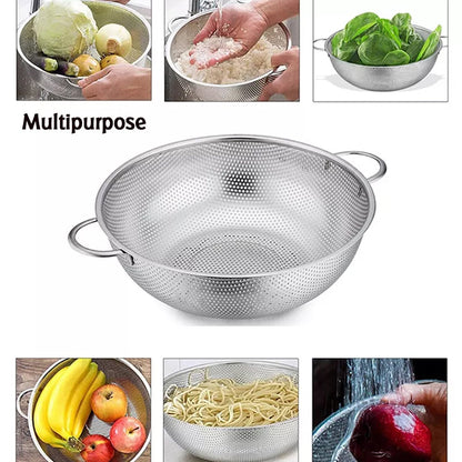 2914 Stainless Steel Rice Vegetables Washing Bowl Strainer Collapsible Strainer. DeoDap