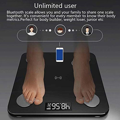 6327 Bluetooth Body Fat Scale Digital Smart Body Weight Scale iOS and Android App to Manage Body Weight, Body Fat, Water, Muscle Mass, BMI, BMR, Bone Mass and Visceral Fat with BMI Scale DeoDap